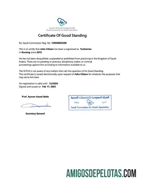 Certificado realista de boa reputação da Arábia Saudita, modelo Word e PDF, versão 3